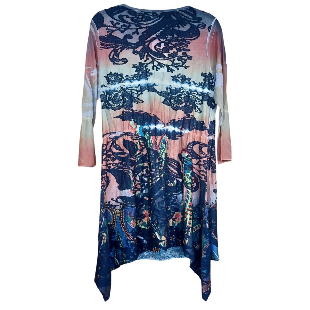 Kamana Art To Wear Mesh Dress Medium Lagenlook Asymmetric Boho Tunic Avant Garde - Picture 3 of 9